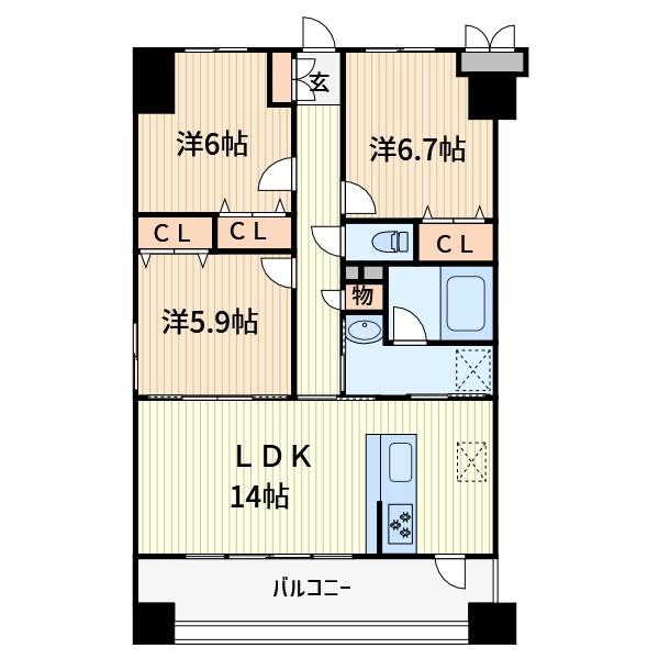 ロイヤルメドゥ北戸田(3LDK/4階)の間取り写真