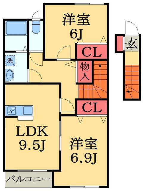 PRIMAVERA(2LDK/2階)の間取り写真