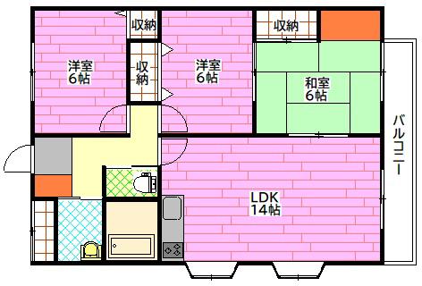 瀧本コーポ(3LDK/2階)の間取り写真