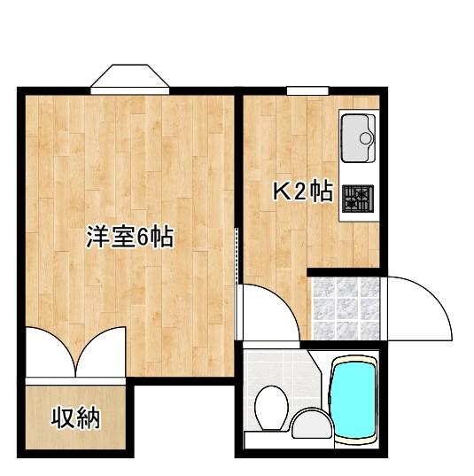 ミントンハウス(1K/2階)の間取り写真