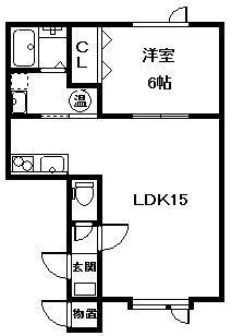 ゆかるII(1LDK/1階)の間取り写真
