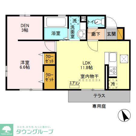 未来樹 参号棟(1LDK/1階)の間取り写真
