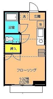 ハイツカルミア(ワンルーム/2階)の間取り写真