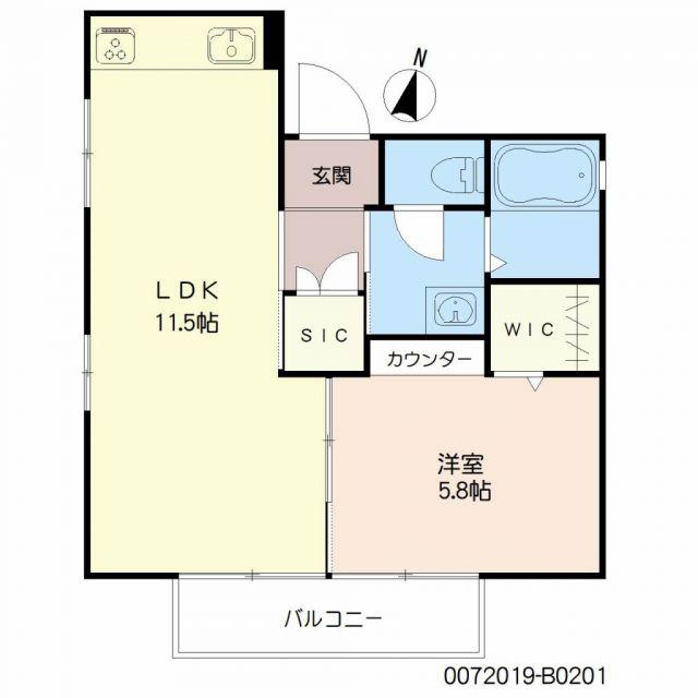 ディアスさくら  B棟(1LDK/2階)の間取り写真