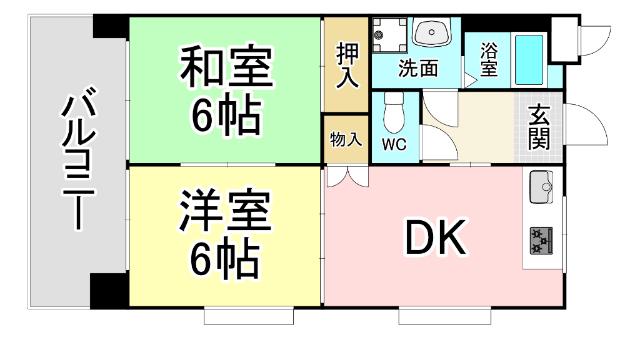 リベルテ南小倉(2DK/5階)の間取り写真