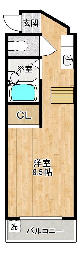 OAK迎町(ワンルーム/5階)の間取り写真