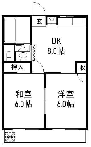 モアステージ(2DK/2階)の間取り写真