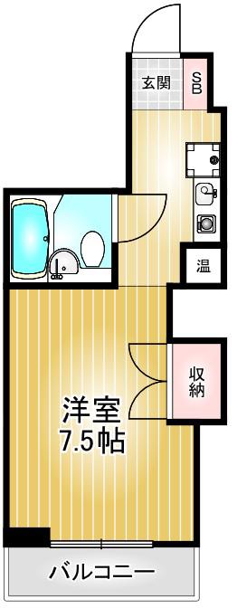 コーポ伊勢山(ワンルーム/6階)の間取り写真