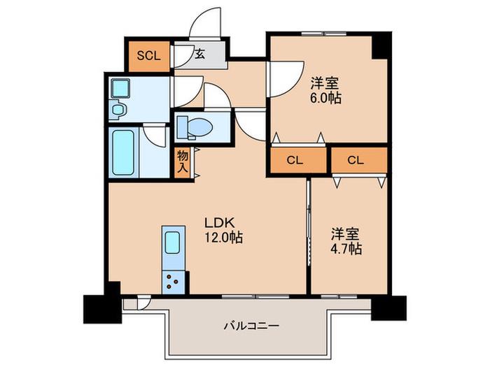 MODERN PALAZZO 博多デュオグランデウエスト(2LDK/10階)の間取り写真