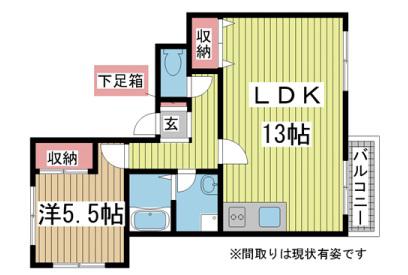 スクエア六甲(1LDK/2階)の間取り写真