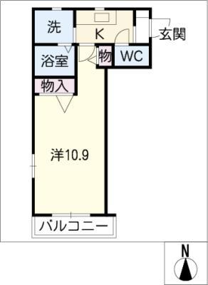 クーゲル多賀城(1K/2階)の間取り写真
