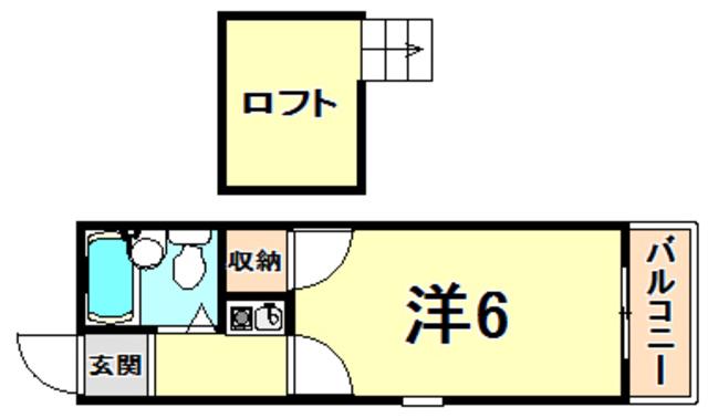 GRAND LIFE香櫨園(1K/1階)の間取り写真