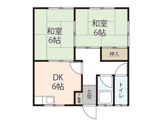 呉西鹿田アパート(2DK/2階)の間取り写真