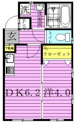 東武野田線 愛宕駅(千葉) 徒歩3分 2階建 築7年(1DK/1階)の間取り写真