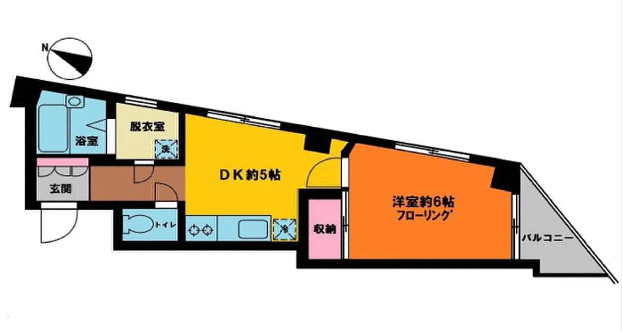 川辺ビル(1DK/5階)の間取り写真