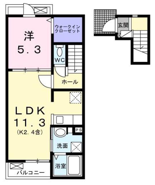 ラセーヌ・メゾン HM(1LDK/2階)の間取り写真