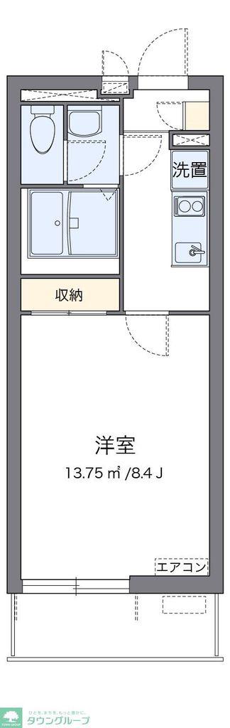 クレイノプラテリーアIII(1K/2階)の間取り写真