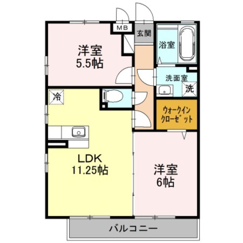 レガロ末広(2LDK/3階)の間取り写真