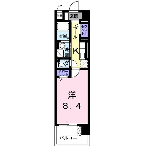 グラン アベニューI(1K/4階)の間取り写真
