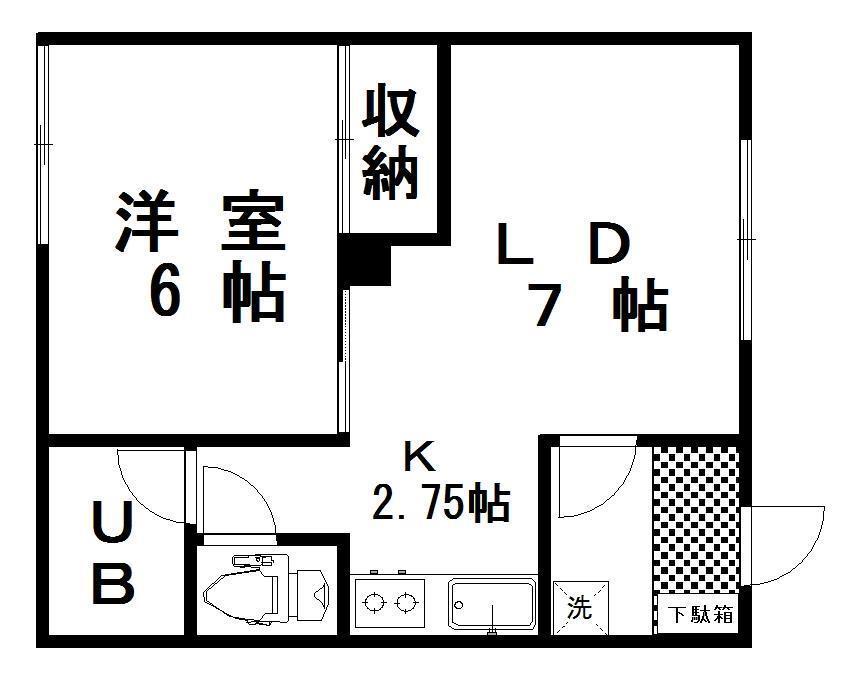 ハイツマキ(1LDK/1階)の間取り写真