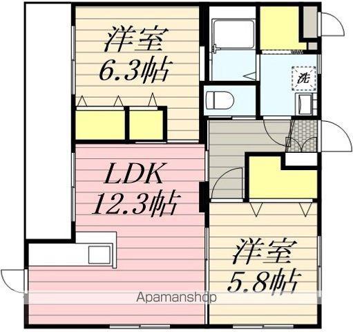 ユーミー高洲(2LDK/3階)の間取り写真