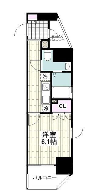 ザ・パーククロス藤沢(1K/12階)の間取り写真