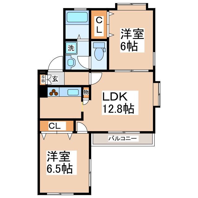 グレース・M(2LDK/1階)の間取り写真