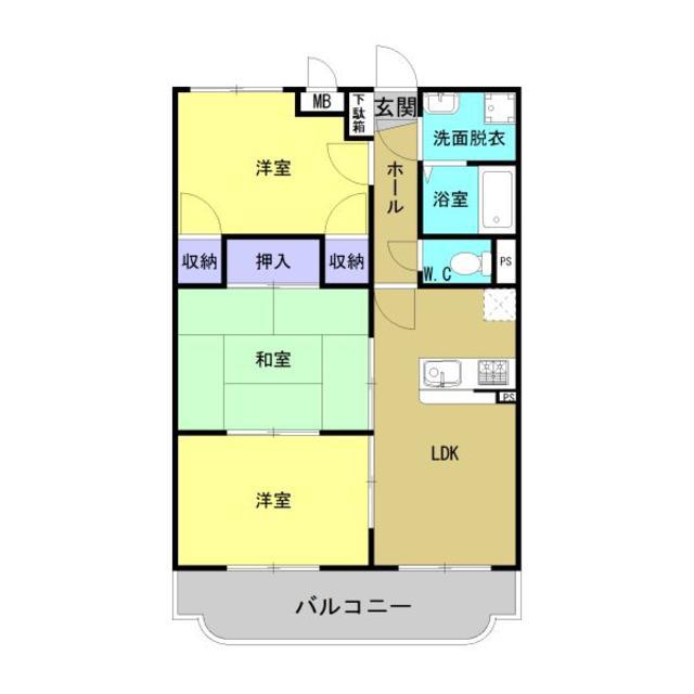 ユーミーマンションアルファ(3LDK/2階)の間取り写真