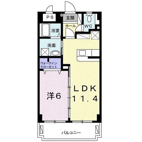 ソフテール・ワイケービー(1LDK/2階)の間取り写真