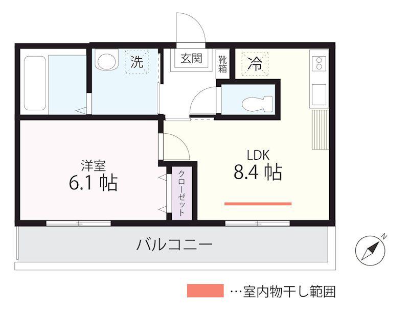 クワイエット クラブ ハウス ミックス三ツ沢下町(1LDK/3階)の間取り写真