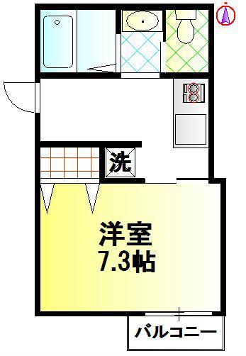 ハルイロ(1K/2階)の間取り写真