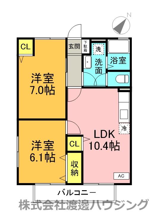 グランシャリオ(2LDK/2階)の間取り写真