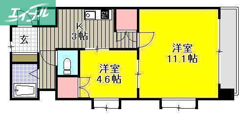ロイヤルハイツ人見II(2K/4階)の間取り写真