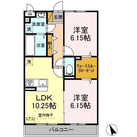 クレシア(2LDK/1階)の間取り写真
