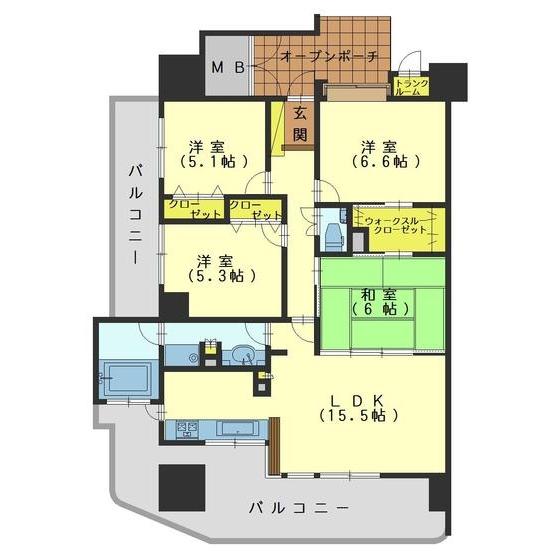 アーバンシティ富山今泉(4LDK/8階)の間取り写真