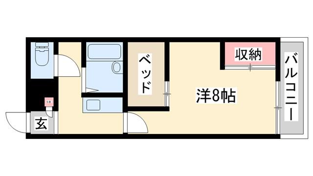 西之芝II号館(1K/1階)の間取り写真