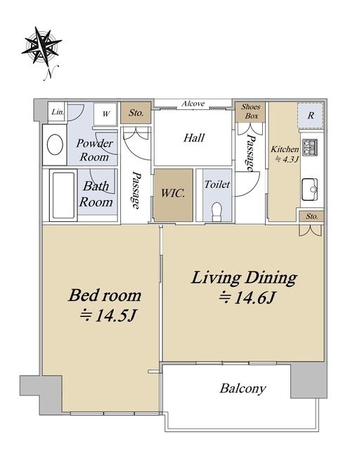 グラングリーン大阪 THE ノース RESIDENCE(1LDK/27階)の間取り写真