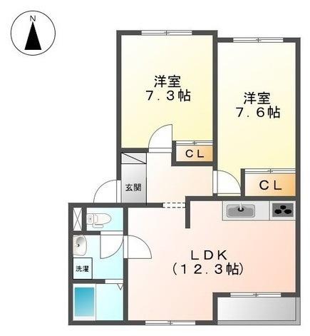 ベルエアー(2LDK/2階)の間取り写真