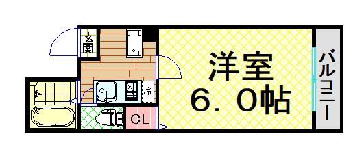 ブランドール本田(1K/5階)の間取り写真