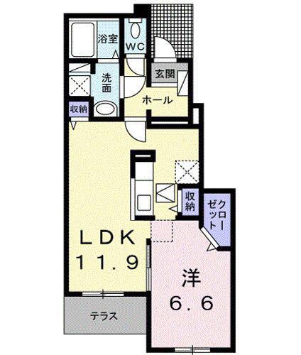 グラン ベレット(1LDK/1階)の間取り写真
