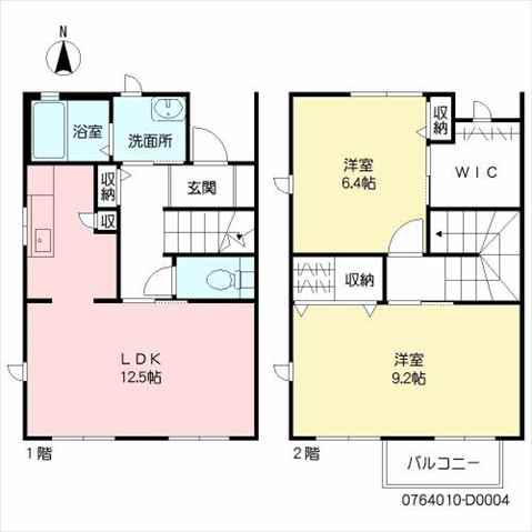 パークサイドテラス12 D棟(2LDK/1階)の間取り写真
