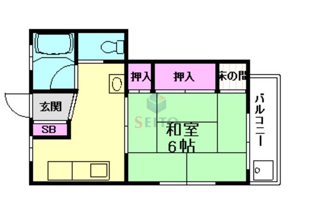 西村マンション(1DK/3階)の間取り写真