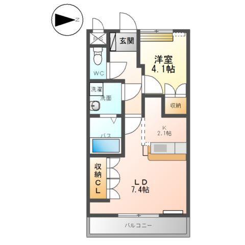 キャトル・セゾン(1LDK/2階)の間取り写真