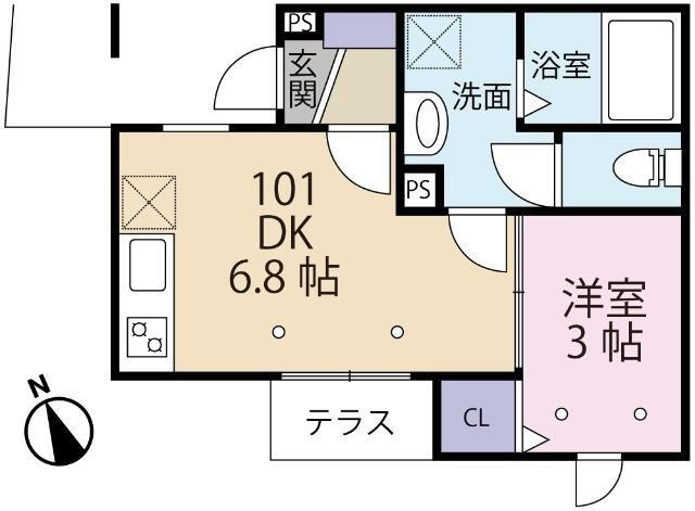 メゾン ド ブリエ(1DK/1階)の間取り写真
