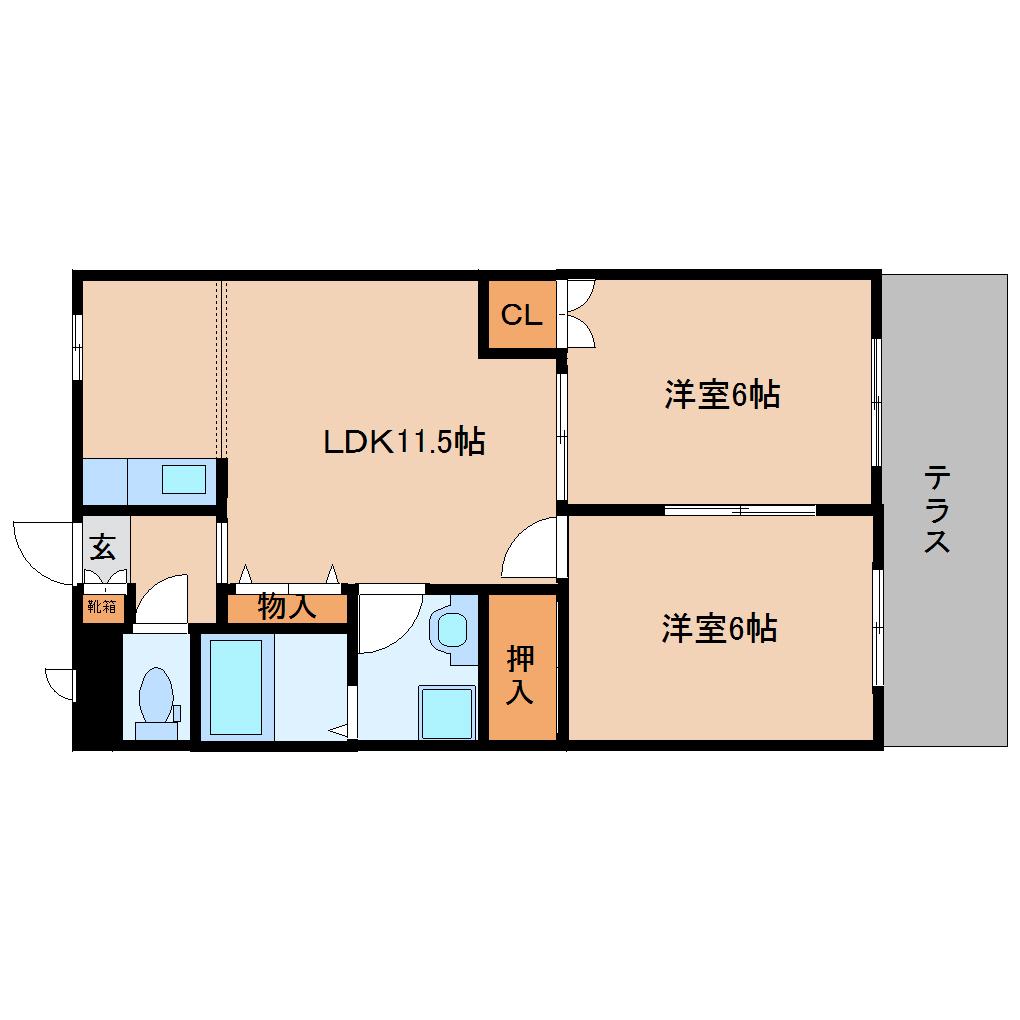 サンヒルズ(2LDK/1階)の間取り写真