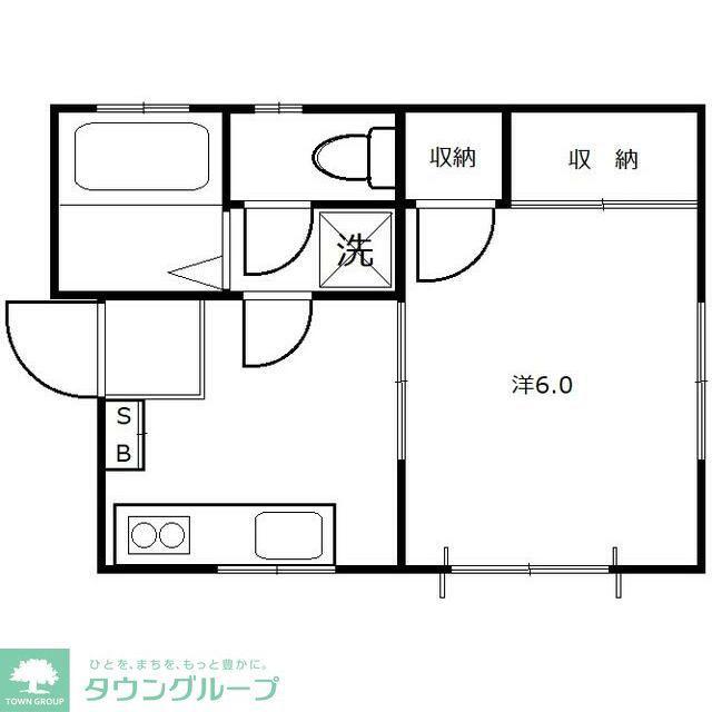 プロムナード芝(1K/1階)の間取り写真