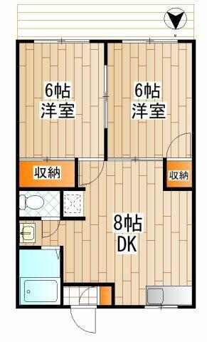 コスモハイム(2DK/1階)の間取り写真