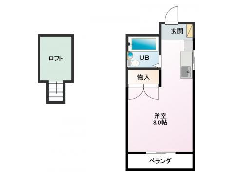 グリーンゲーブル(ワンルーム/3階)の間取り写真