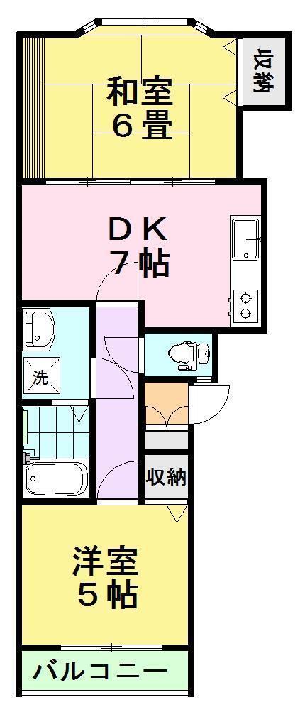 タワーフロントパレII(2DK/2階)の間取り写真