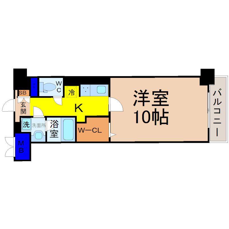 アロームドゥジョア(1K/8階)の間取り写真
